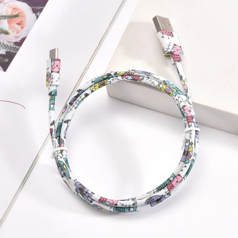 FRS Pu Material Printing Cable 1m 5v 2.1a Phone Usb Charger Cable Quick Charger Commonly Used Accessories & Parts