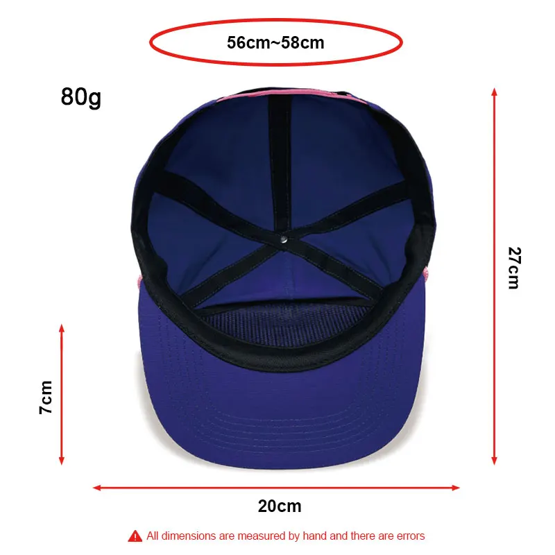 Custom Design Baseball Cap Unstructured Hip Hop 5 Panel Custom Snapback Cap Hat with Rope