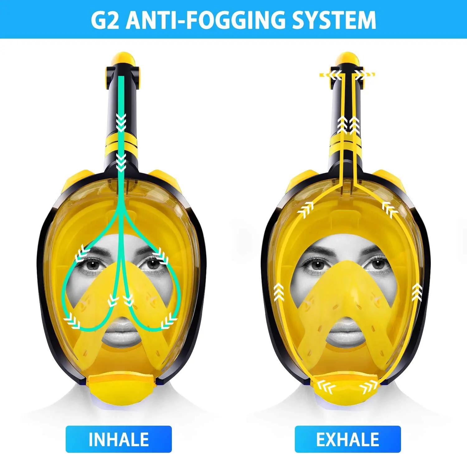 2021 Full Face Snorkel Mask 180 Degre Adjustable Head Straps Diving Equipment With Go Pro Mount
