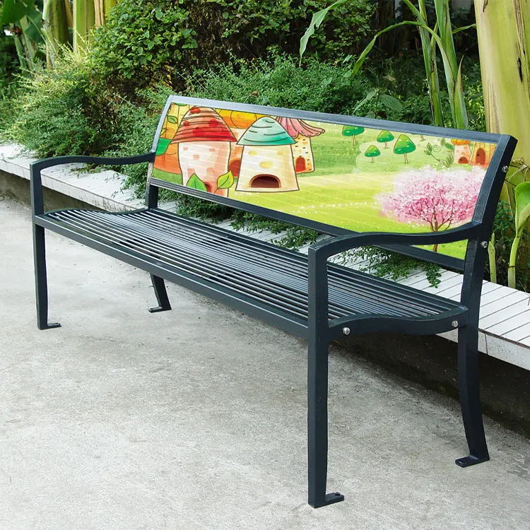 urban street furniture steel advertising bench seat outdoor memorial park benches public garden metal ads bench seating