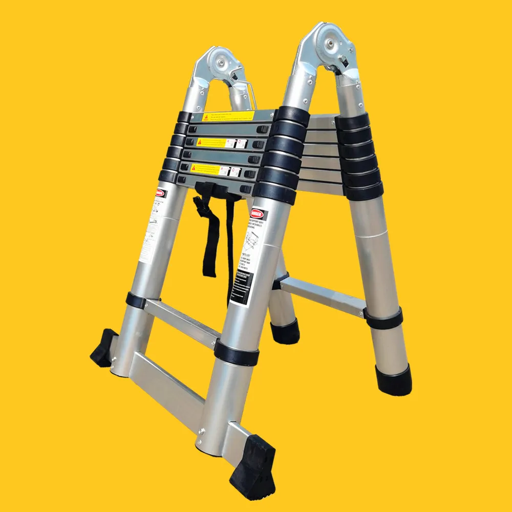  Double Sided Aluminum Telescopic Hinged Step Ladder 3.2m 3.8m 4.4m 5m 5.6m Different