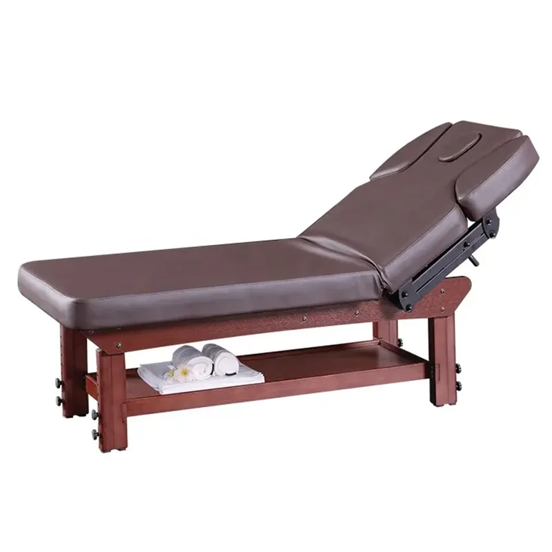 Manual Adjustment Salon Furniture Thai Spa Massage Bed Durable Wooden Customized Massage Table Modern Synthetic Leather