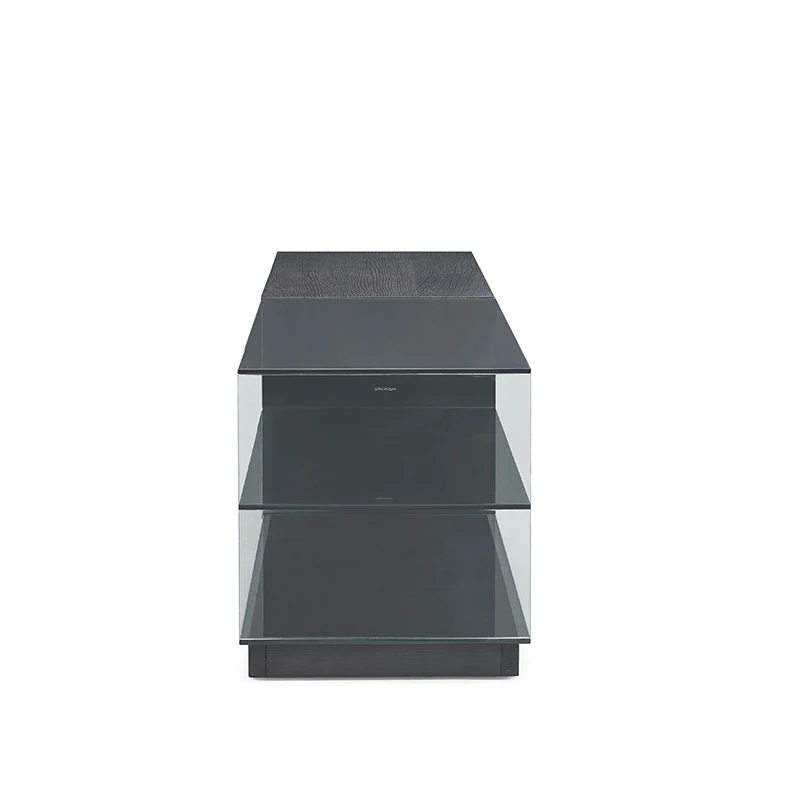 Modern Floor to Ceiling TV Cabinet with Glass Storage Shelves Simple Hotel Villa Lockers