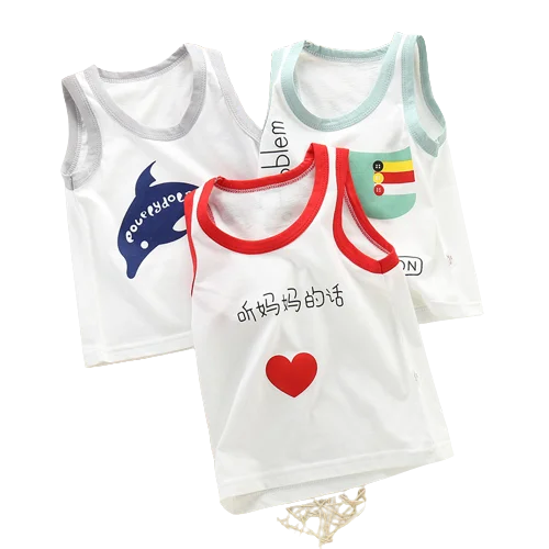 2023 Kids Summer Vest 1 - 6 Years Baby Boys Clothes Sleeveless Top Shirt Kids Girls 100% Cotton Toddler Boys Vests And Waistcoat