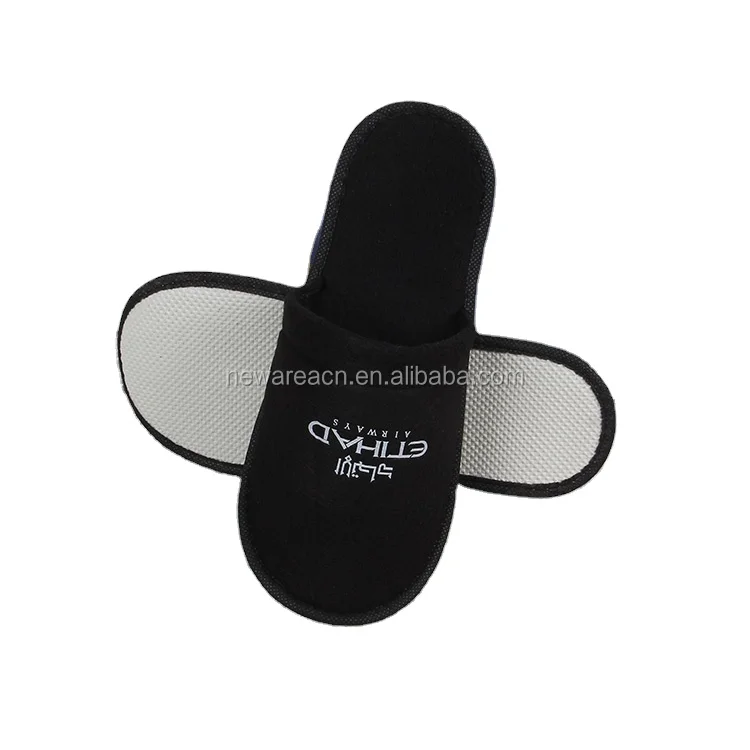 Wholesale custom logo disposable black hotel shower slippers
