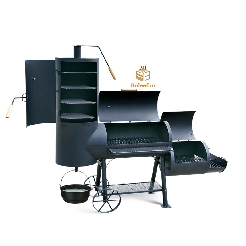 Top sale large charcoal bbq grill with slide feet for outdoor backyard grill barbecue bbq grill smoker large smoker bbq