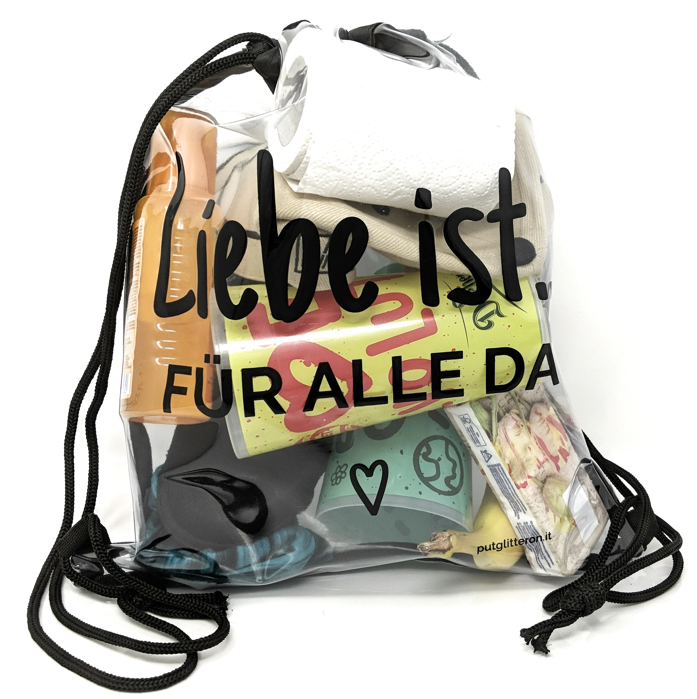 
logo printed backpack transparent pvc clear backpack drawstring bag 