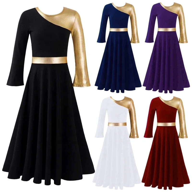 4-14 Stage Dance Performance Wear White Lyrical Ballroom Line Dancing Costumes Dresses China Kids Girls Dance Dress