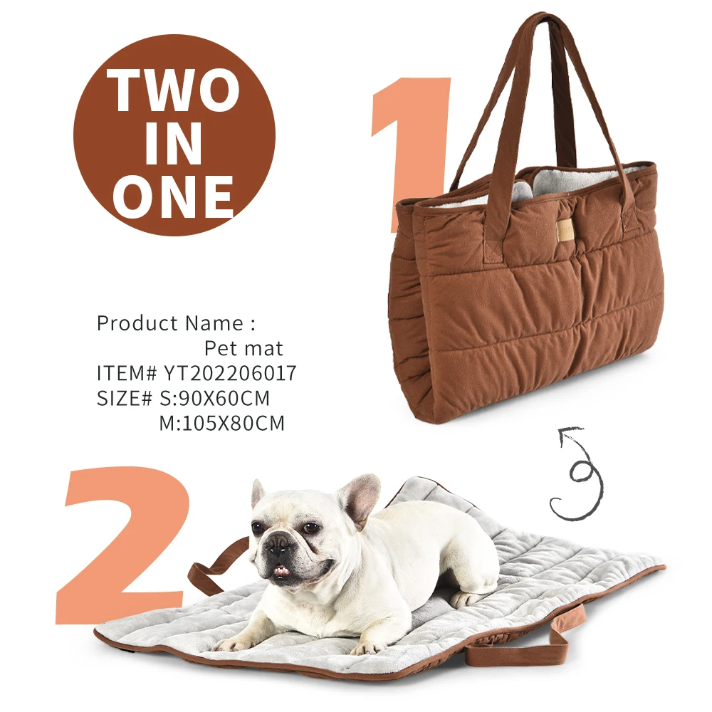 Factory wholesale pet outdoor supplies portable design antistatic fabric waterproof pet carrier bag dog cat mat bed