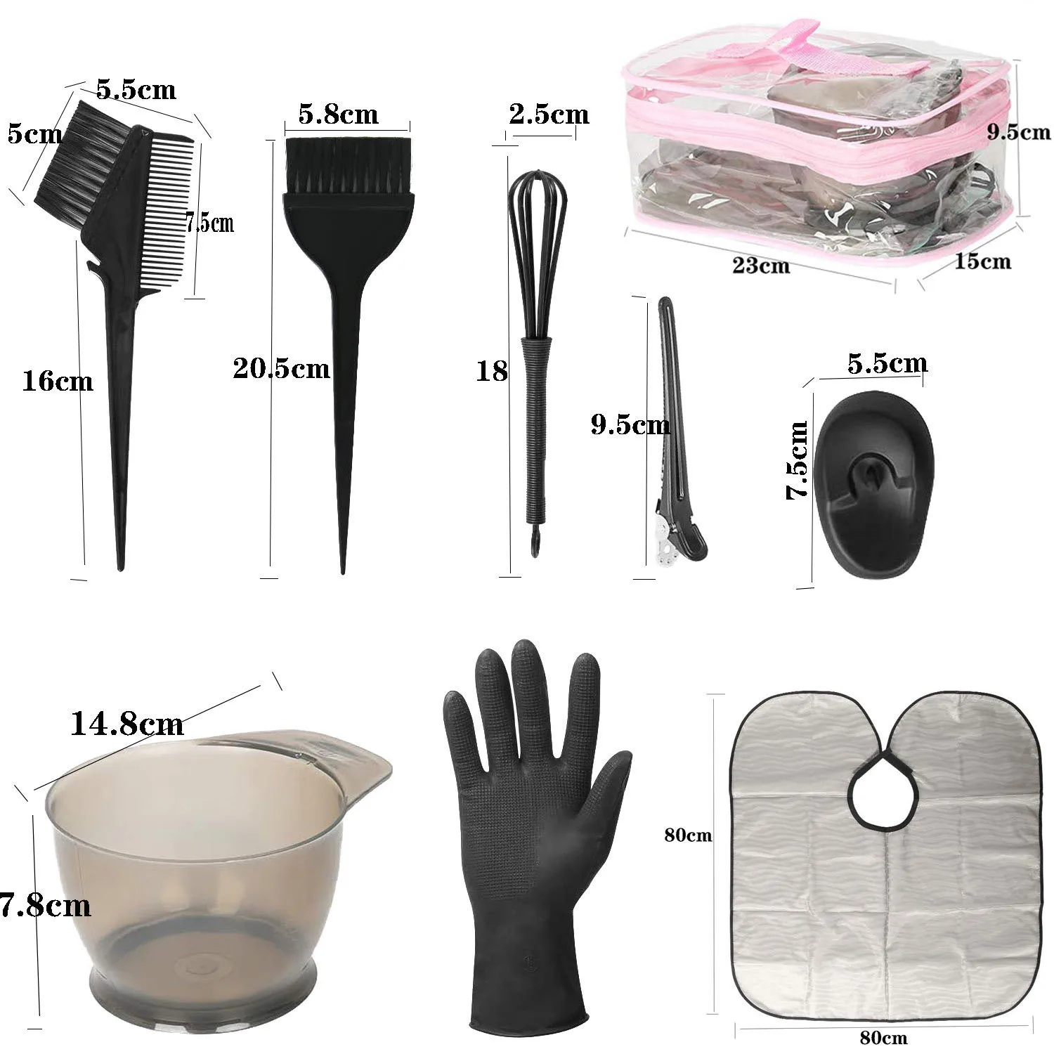 Black Hair Dye Coloring DIY Beauty Salon Tool Kit- Hair Tinting Bowl Dye Brush Ear Cover Hair Dye Tools