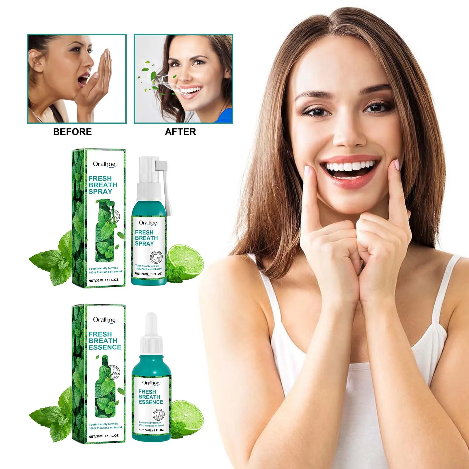 Private Label  Fresh Breath Essence Portable Cool Mint Scent Mouth Freshing Breath Spray 30ml