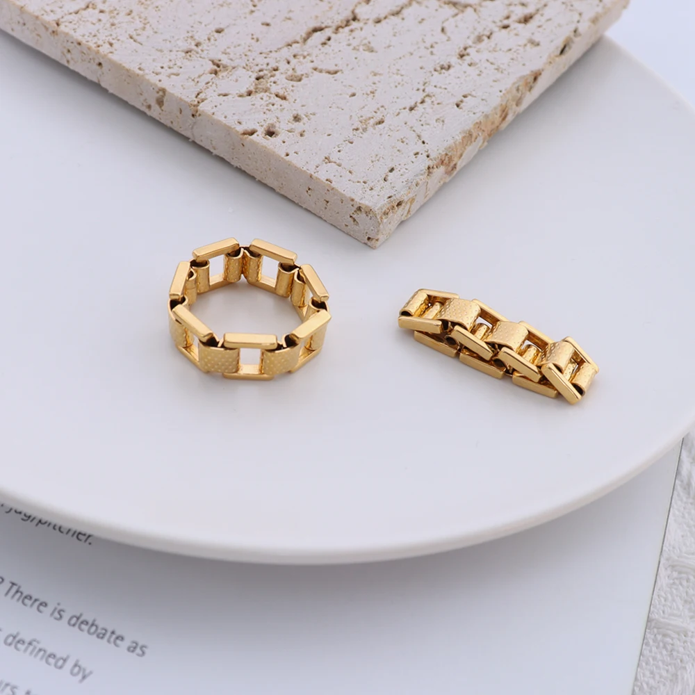  Exaggerated Strap Chain Titanium Steel 18K Gold