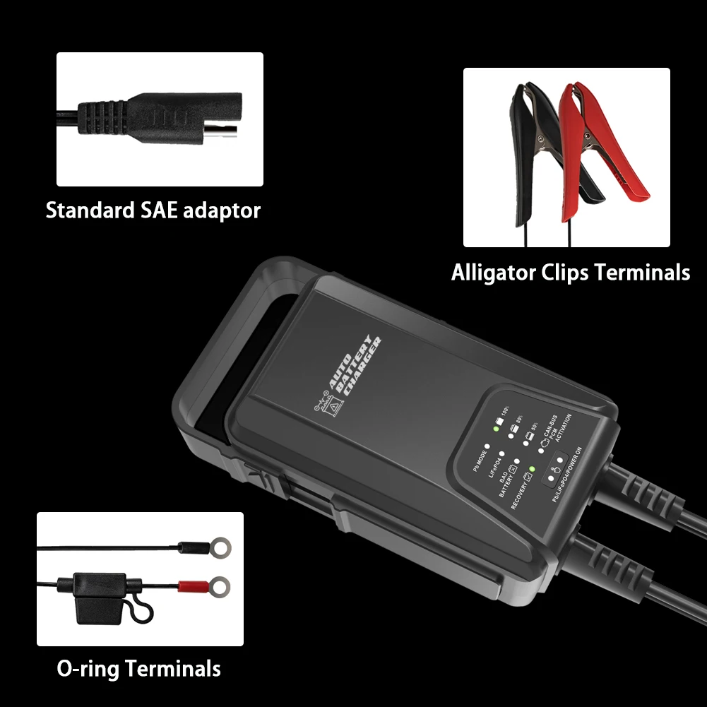 9-Stages Lithium LiFePO4 12V 2A motorcycle Car ATV Automatic Smart Battery