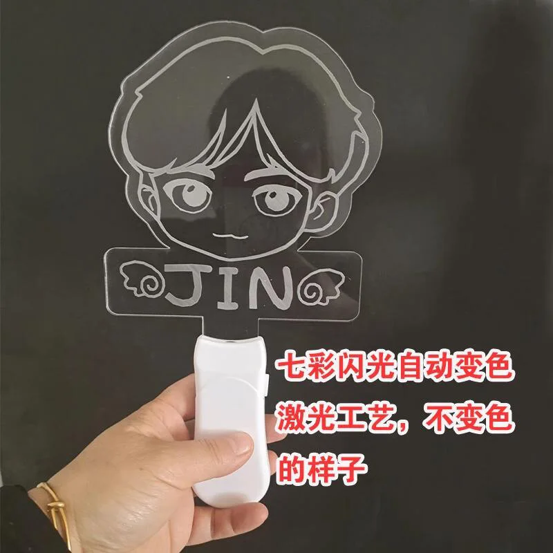 7 Colors Custom KPOP Bangtan Boys Lightstick Acrylic Fluorescent Flashing Stick Cartoon Staff Image Flash Stick for Concert