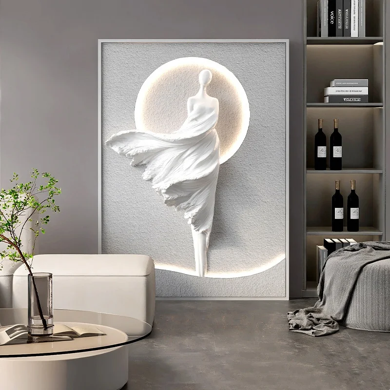 Modern Vertical Version Hanging Painting Abstract Art Decorative Painting Living Room Porch Led Atmosphere Light Painting