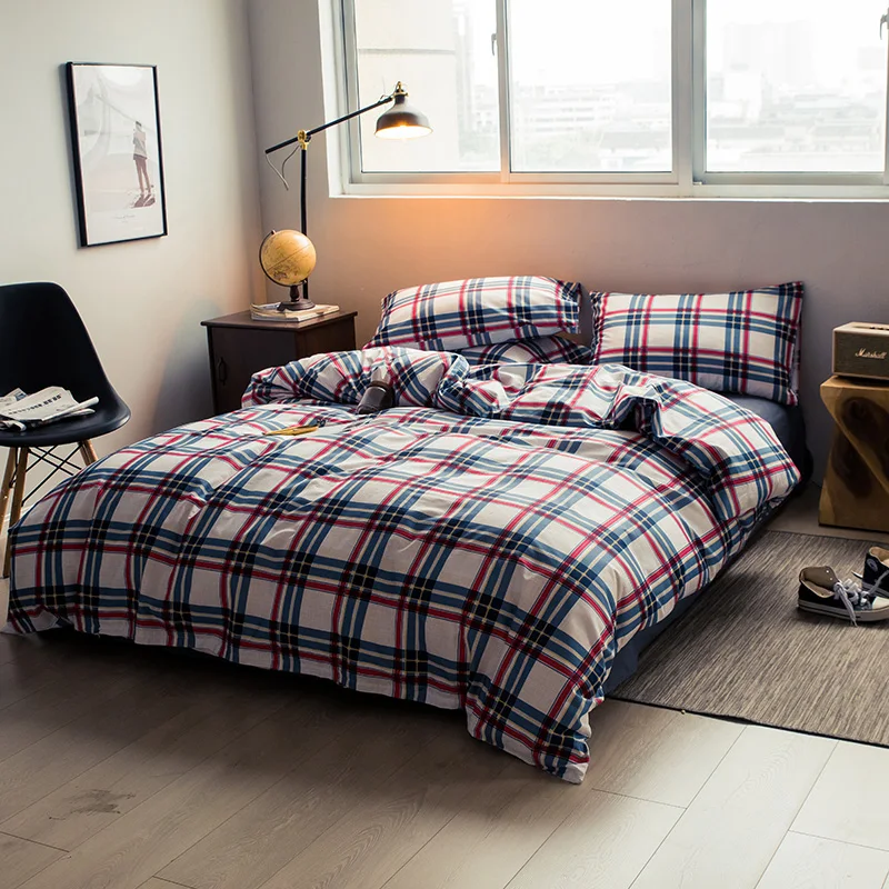 4 предмета, хорошее стеганое одеяло Постельный набор постельных принадлежностей с простыня на плоской подошве 100% хлопок постельное белье одеяло