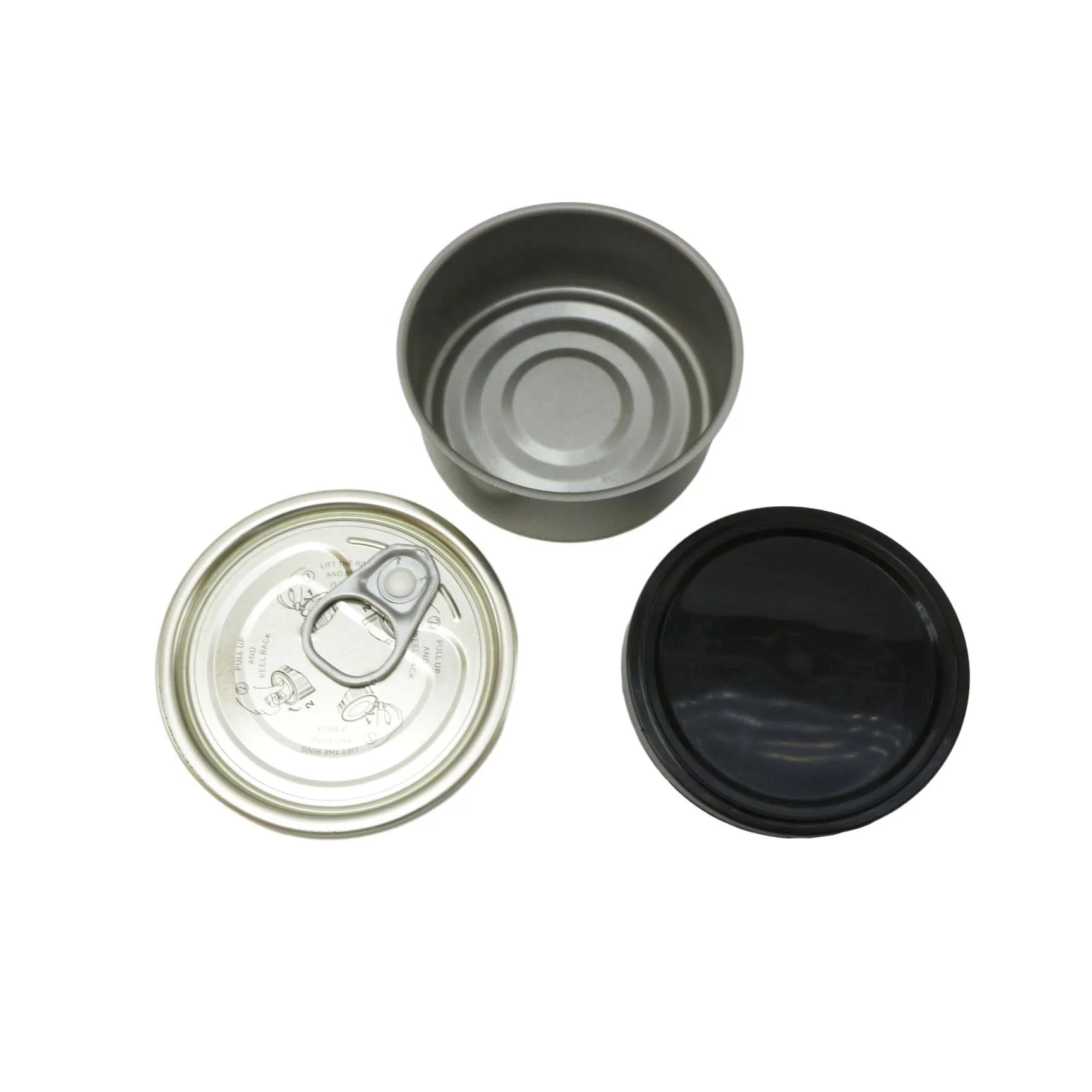 High-capacity 83*46mm food tin cans for food canning packaging with clear plastic lid MC-078C