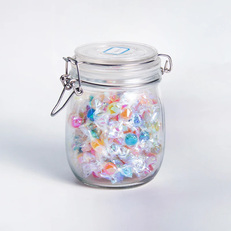 750ml 500ml Clear Kitchen Food Storage Flip Airtight Sealed Jar Glass Spice Canning Glass Clip Top Mason Jars with Lock lid