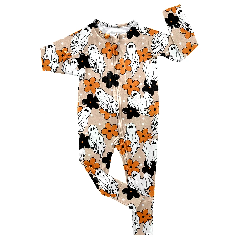 Trending Long Sleeve Romper Bamboo Fabric Custom Print Baby Fold Over Sleeper Wear Boy Girl One Piece Pajamas