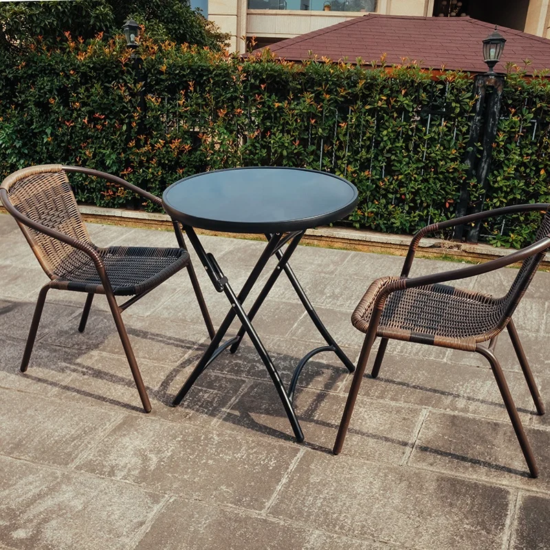 Foldable round dining garden outdoor lightweight bar cast aluminum folding table