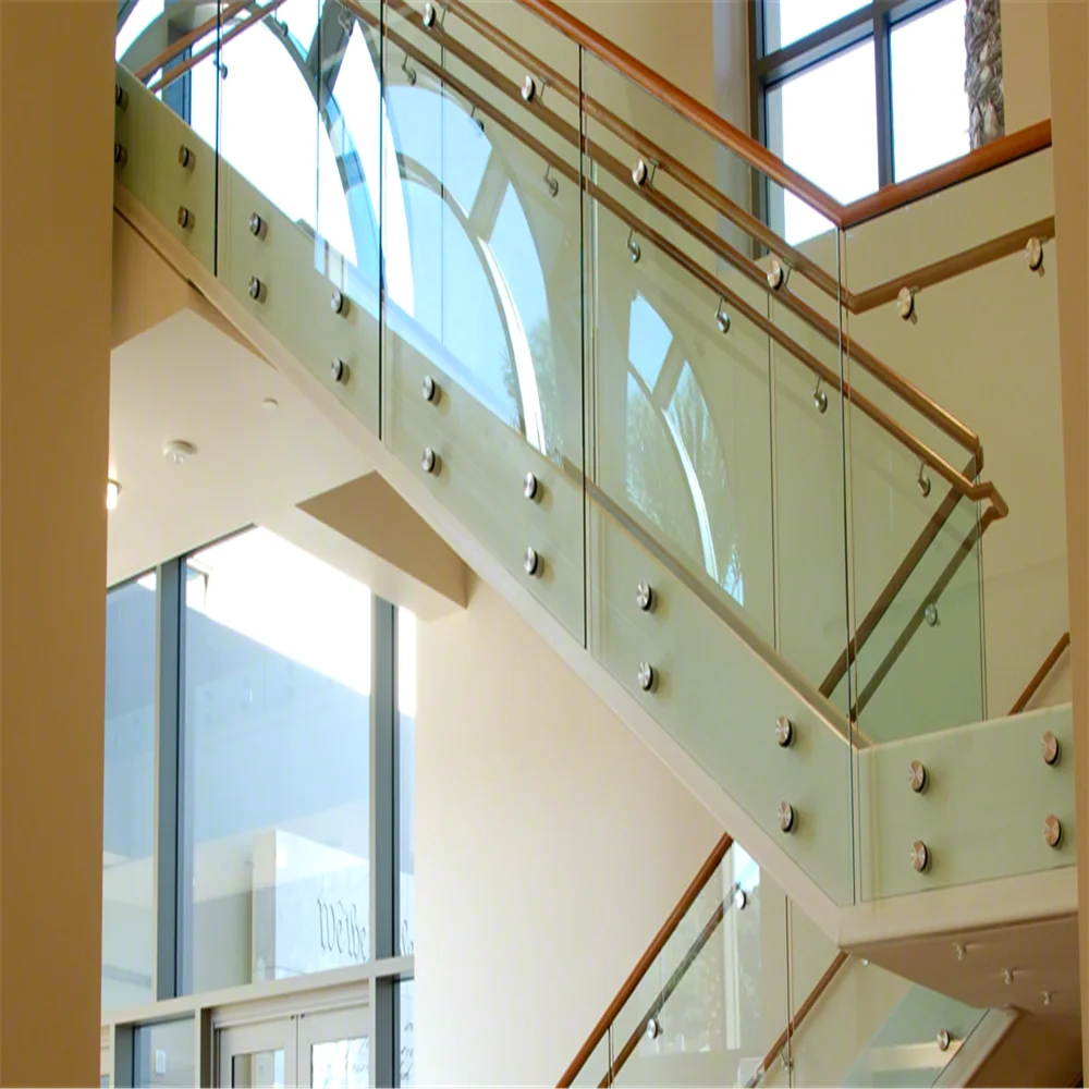 Frameless tempered glass railing/Super Clear laminated glass standoff stair balcony balustrade
