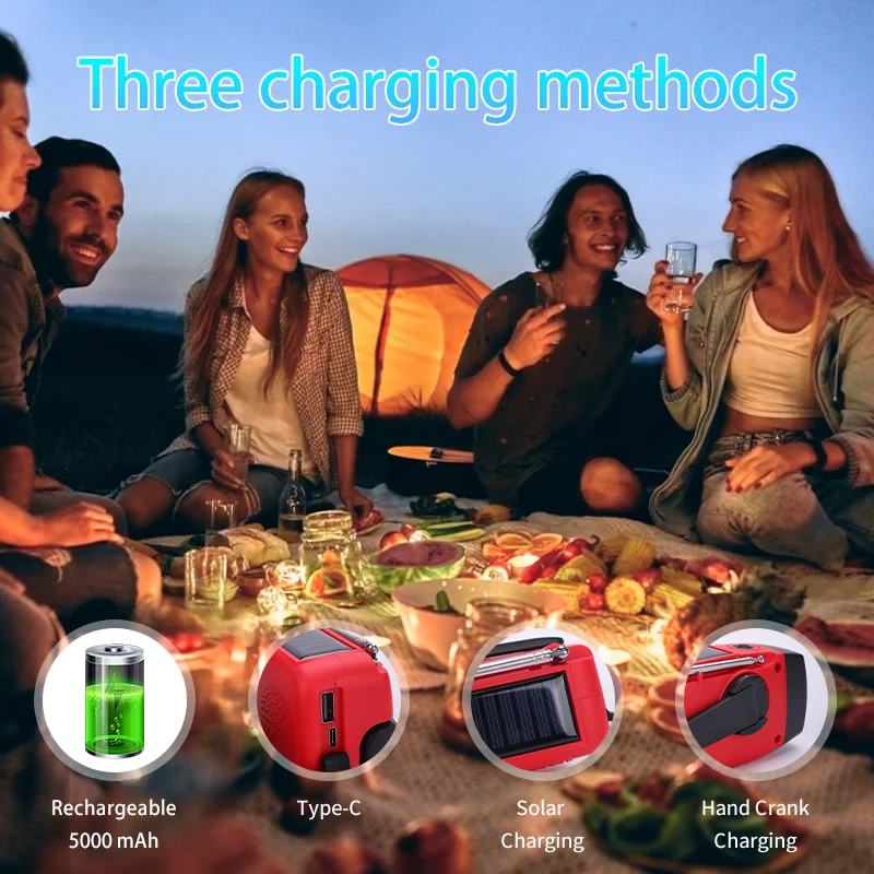 Hot sale Multi-function waterproof Emergency weather solar crank am fm noaa radio with dynamo charging 5000mah