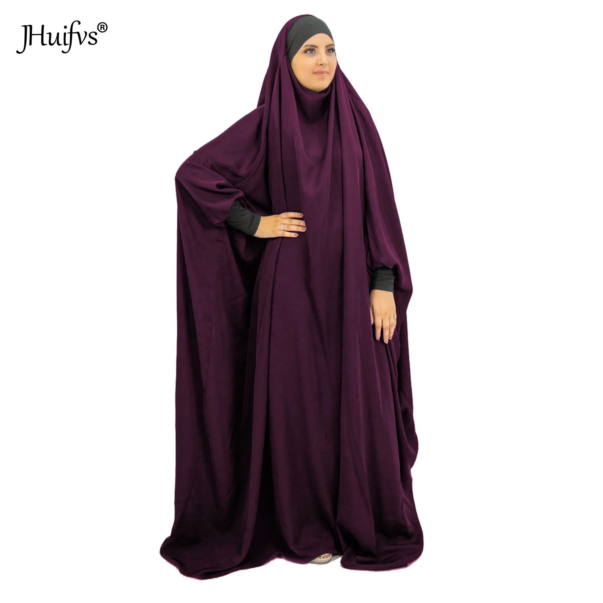 Hot Sale Plain Solid One Piece Jilbab Saudi Khimar Abaya Prayer Dress Overhead Kaftan Women Muslim Hijab Islamic Robe