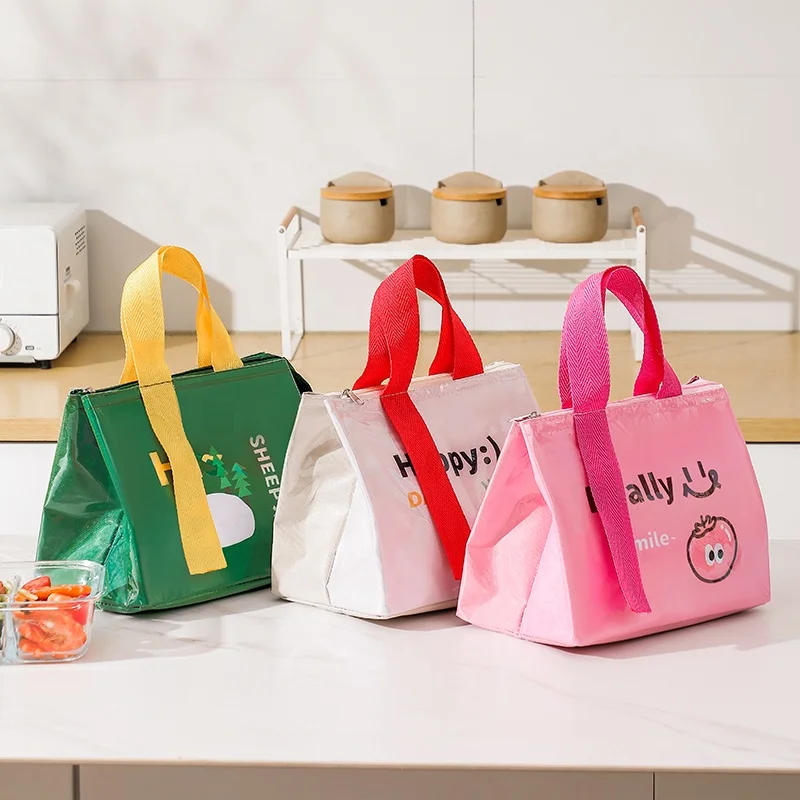 Waterproof PU cartoon design kids lunch bag drink/food insulated school/office picnic outdoor thermo for cooler tote