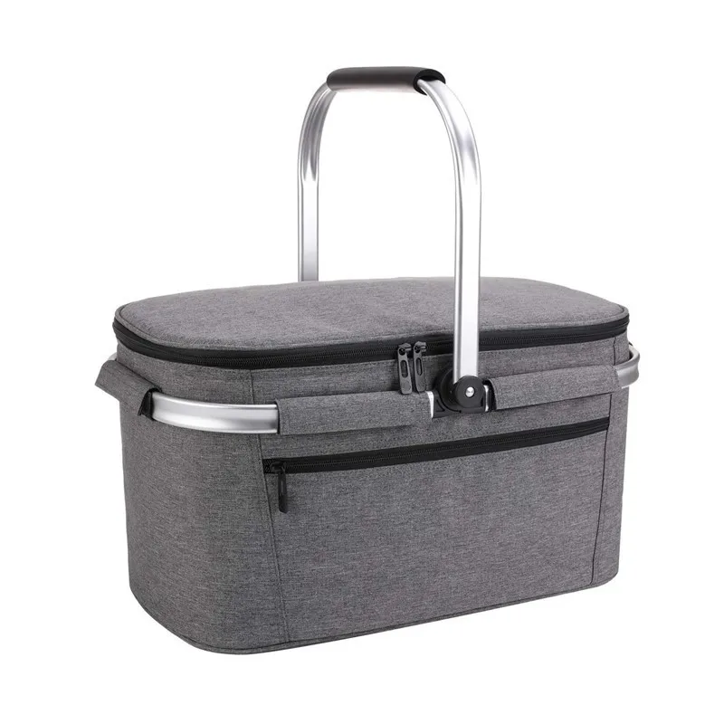 Custom Folding Picnic Pouch Basket Camping Cooler Insulation Bag Large Capacity Outdoor BBQ Food Storage Box Container