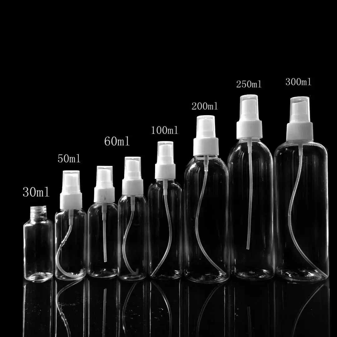 Empty transparent 1 oz 10ml 20ml 30ml 50ml 80ml 100ml 120ml  plastic spray bottles