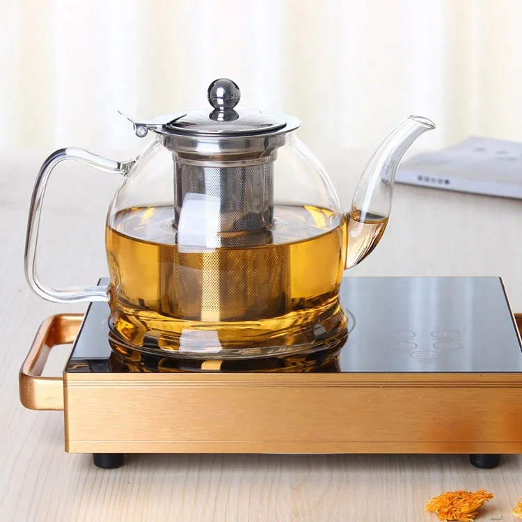 1200ml Transparent high borosilicate teapot heat resistant glass tea pot with infuser