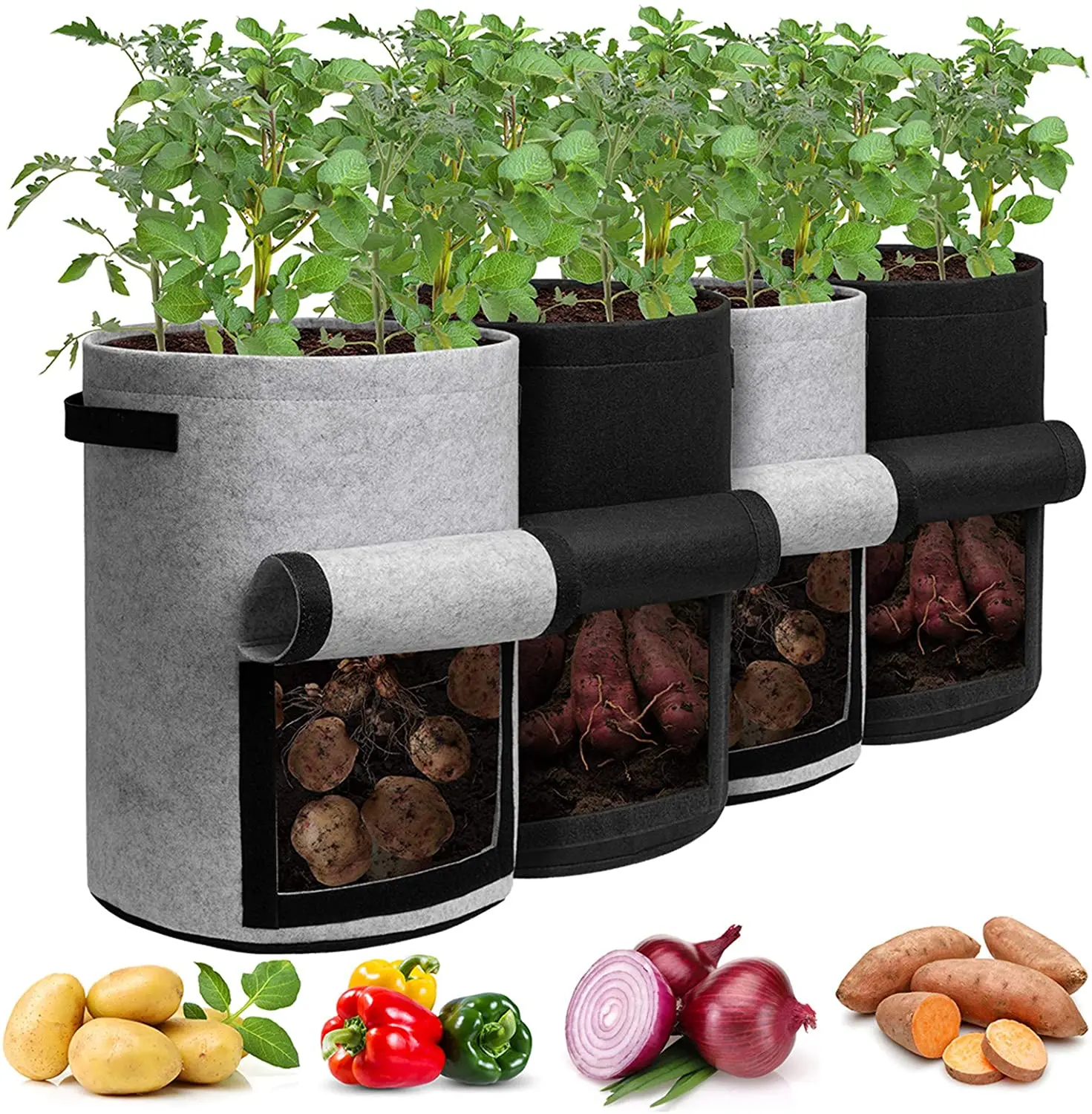 Factory Supply Discount Price 10 Gallon Potato Grow Bags with Window Vegetable Grow Bags