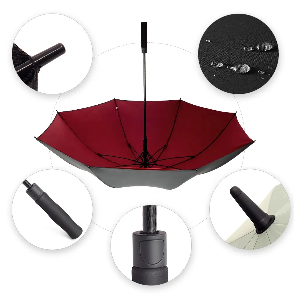 Wholesale Extra Large Windproof Golf Umbrella Automatic Open Double Canopy Sun Rain Umbrella Oversize Stick Umbrellas