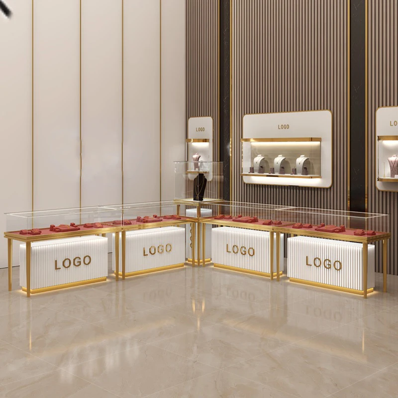 Modern Jewelry Glass Display Showcase Lockable Glass Vitrine Showcase Display Cabinet