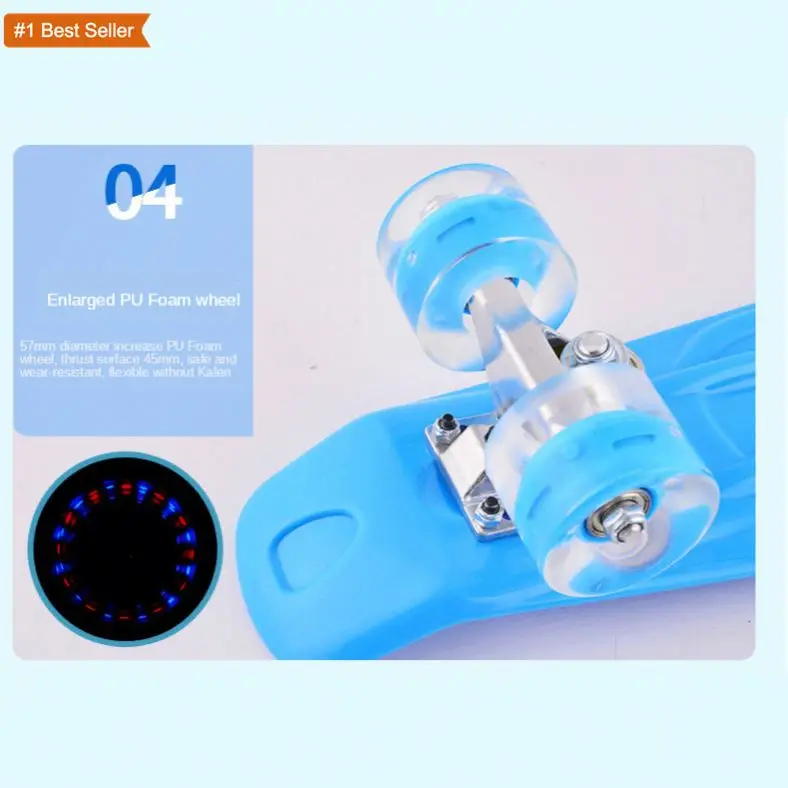 Istaride Plastic Small Fish Skateboard 22 Inch Skateboard Pu Wheel Flash Wheel Skateboard Naklejki Na Deskorolke Board Skate