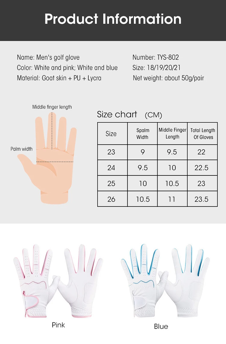 Hot Sale Excellent Super Soft Well-Breathable Cabretta/Sheep Skin Golf Gloves For Professional Golfers