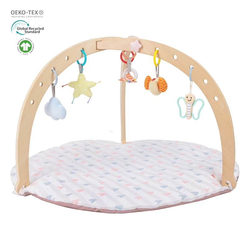 Mats For baby Activity Gym Frame With Baby Gym Hanging Toys Eco-friendly Montessori Wooden Foldable Baby Play Gym Newborn Gift