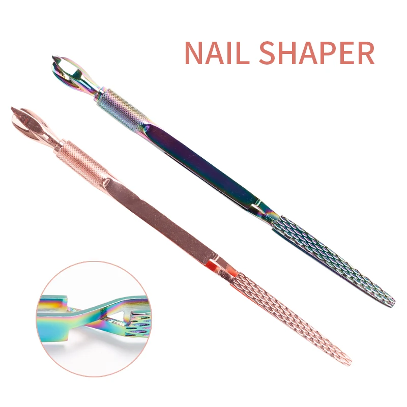 Double-head Stainless Steel Nail Cuticle Cutter Tweezers Remover Pusher Crystal Shaping Clip Pliers X-type Manicure Tools