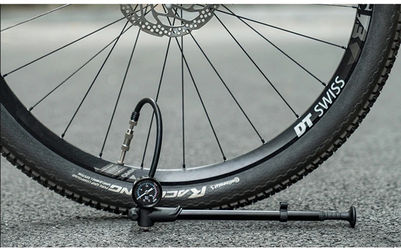 Bicycle Pump With Gauge High-pressure Portable Hand Tire Air Inflator Bike Air Shock Pump For Fork Schrader Presta Valve