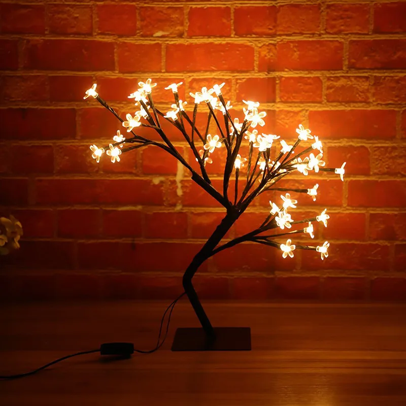 Biumart Hot Sale LED Rose Tree Lamp Romantic Flower Table Lamps Night Light for Wedding Christmas Home Decoration