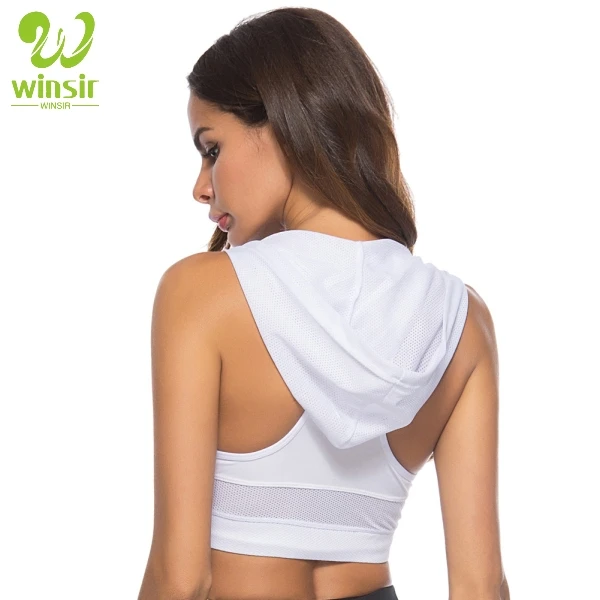  wholesale quick dry popular custom logo polyester spandex crop top pullover fitness gym hoodie womens hooded sports
