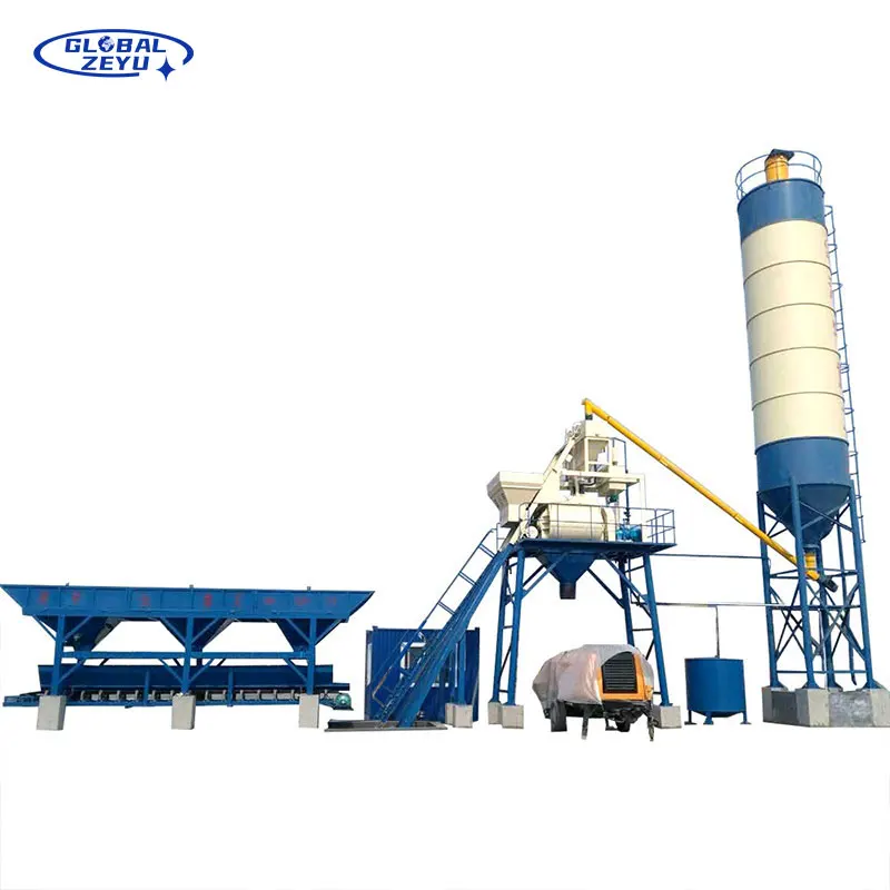 China Manufacturer Custom HZS35 No Foundation Concrete Plant 35m3/h Rmc Plant Lift Hopper Conveyor Concrete Mixing Plant