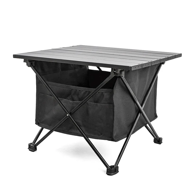 Aluminium Alloy Black Outdoor Party Bbq Portable Folding Table Travel Egg Roll Picnic Camping Table With Storage Bag