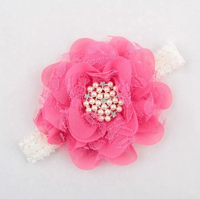 Fashion euramerian lace flower accessories crochet baby girl headband