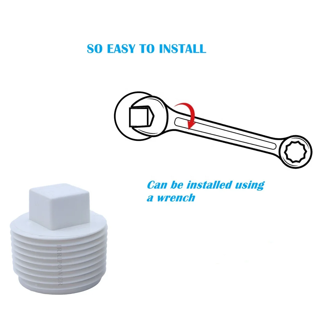 PVC Cleanout Plug NPT Male End Cap Adaptor Pipe Fitting Plug For Home or Industrial Plumbing Water Line Drainage Piping System