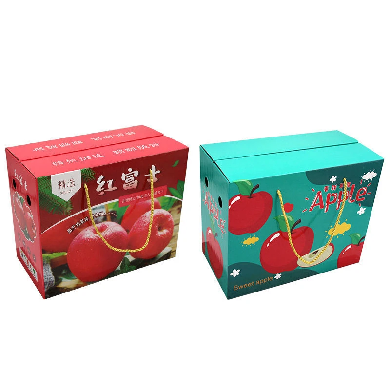
 Manufacturer Apple Gift Box Packaging Box Fruit Packaging Box 10 kg Red Fuji Yantai Rock Sugar Heart Carton Wholesale  