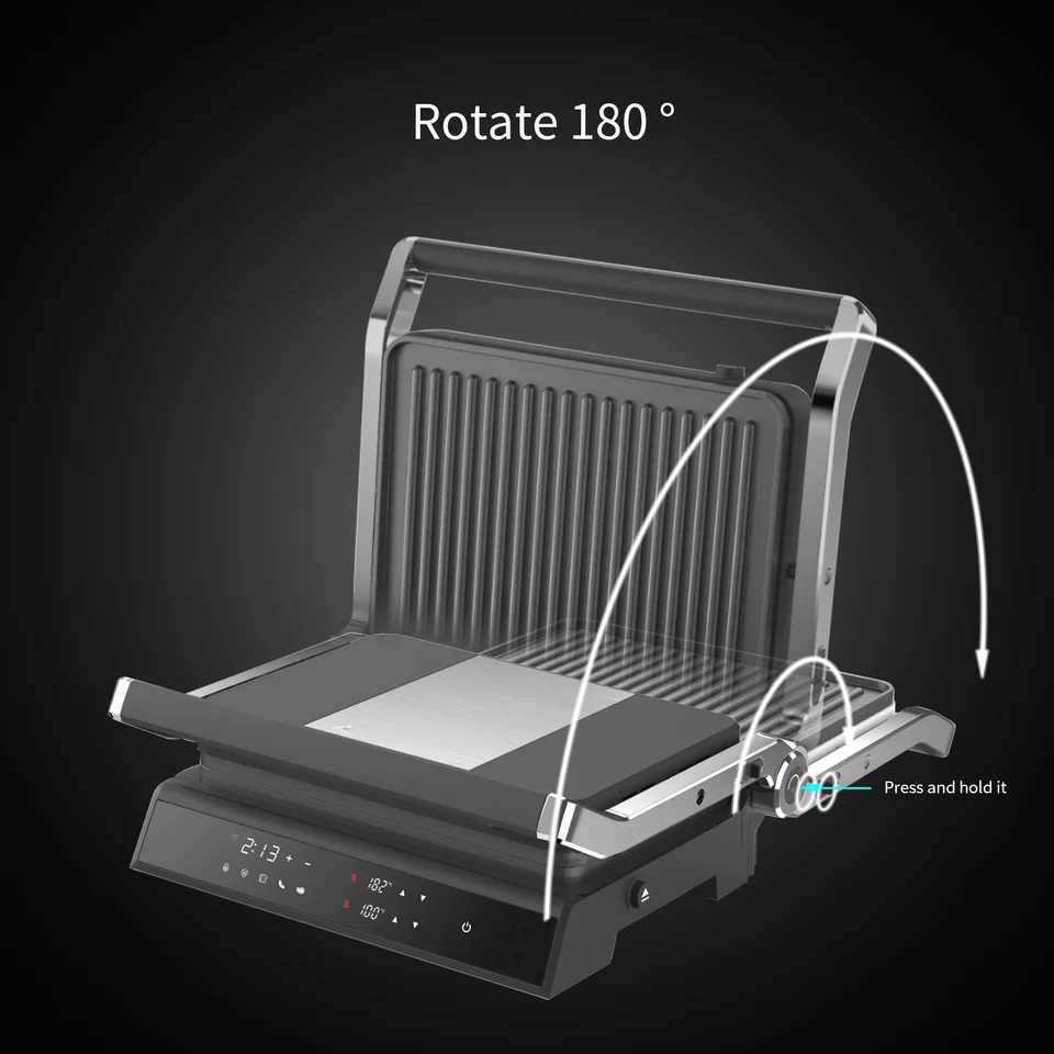 New Digital with setting program multi - functional 2000W Contact Grill electric grill bbq with detachable plate