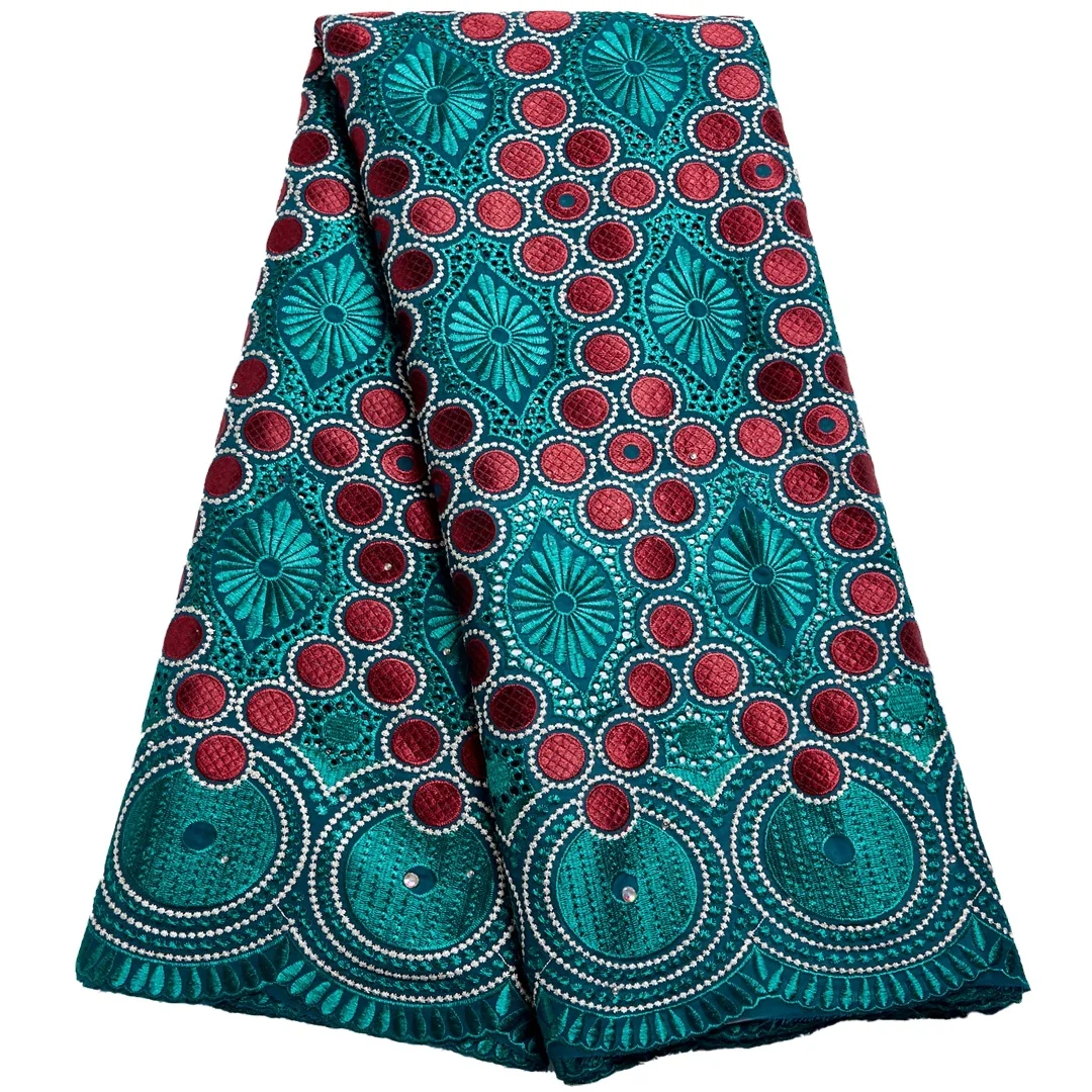 Embroidery African French Swiss Voile Cotton Lace Fabric With Stones Wholesale Price Nigerian Dry Cotton Lace Fabric 1468