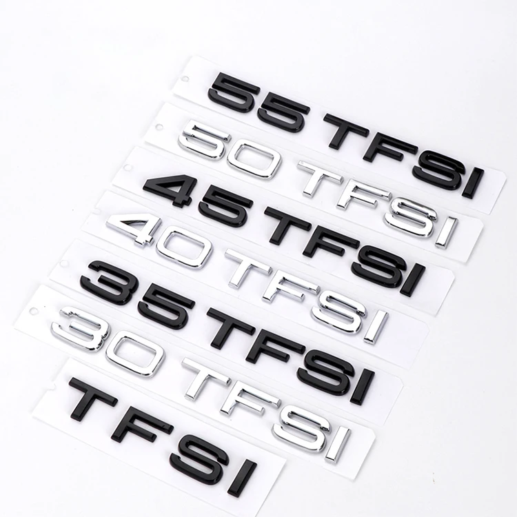 Make Your Own Auto Design Badge Body Side Logo Plastic Silver Car Sticker For Audi 30TFSI 35TFSI 40TFSI 45TFSI 50TFSI 55TFSI