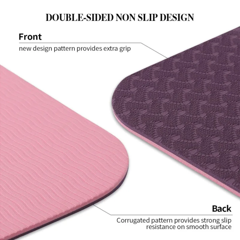 Custom Print Eco Yoga Mats Large 80cm Home Gym Exercise 8mm Foldable Yoga Mat TPE With Strap